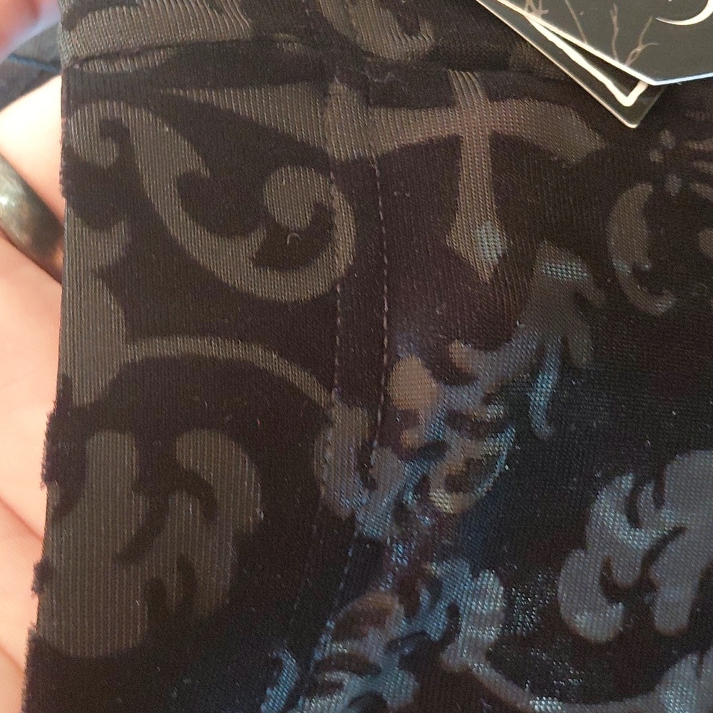 KILLSTAR 4X BLACK MISERIA SUPER FLARES ELASTIC WAIST INVERTED CROSS AND FLORAL - Picture 8 of 12
